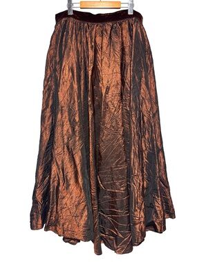 Copper Bronze Iridescent Maxi Skirt Velvet Waistband Gothic Whimsigoth Formal